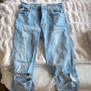Abercrombie & Fitch Light Blue Distressed Flare Jeans